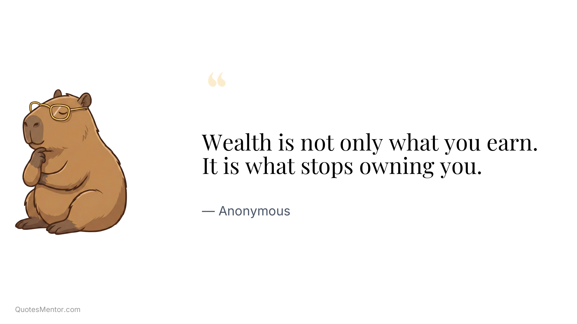 Wealth is not only what you earn. It is what stops owning you. - Anonymous