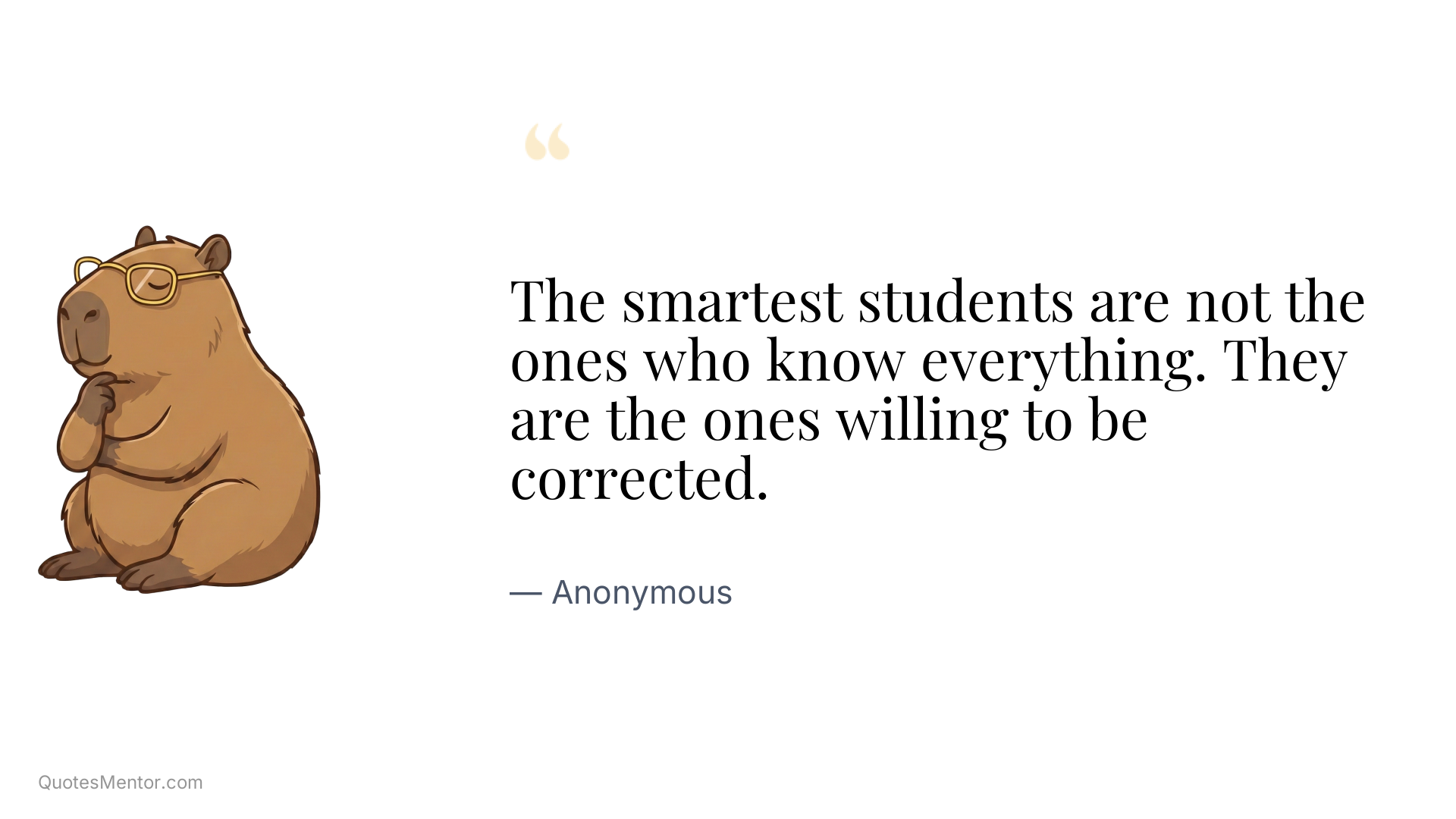 The smartest students are not the ones who know everything. They are the ones willing to be corrected. - Anonymous