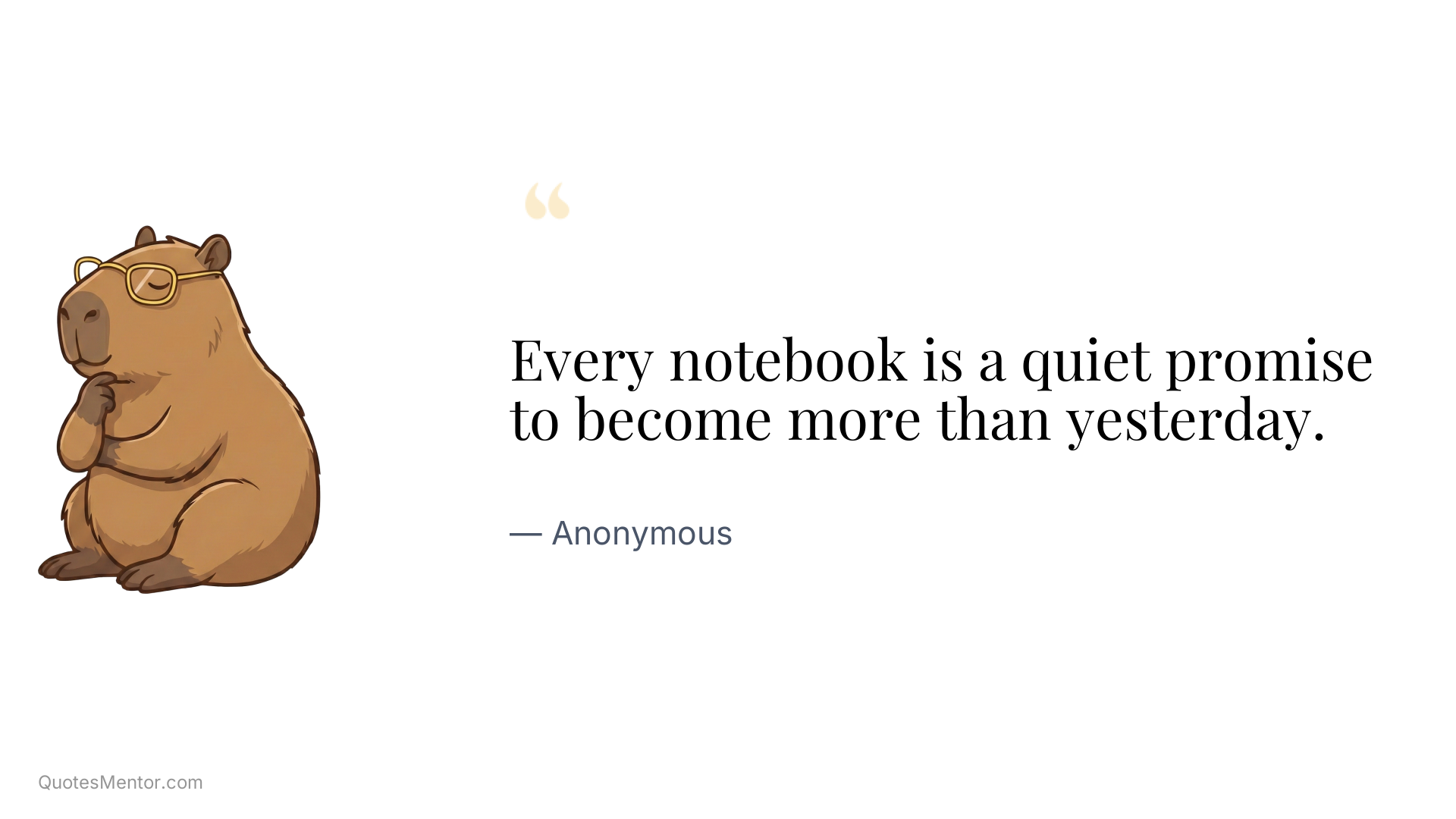 Every notebook is a quiet promise to become more than yesterday. - Anonymous