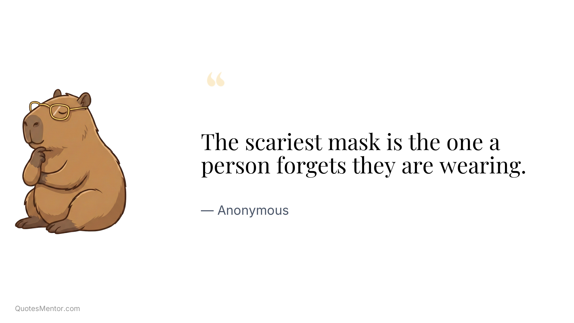 The scariest mask is the one a person forgets they are wearing. - Anonymous