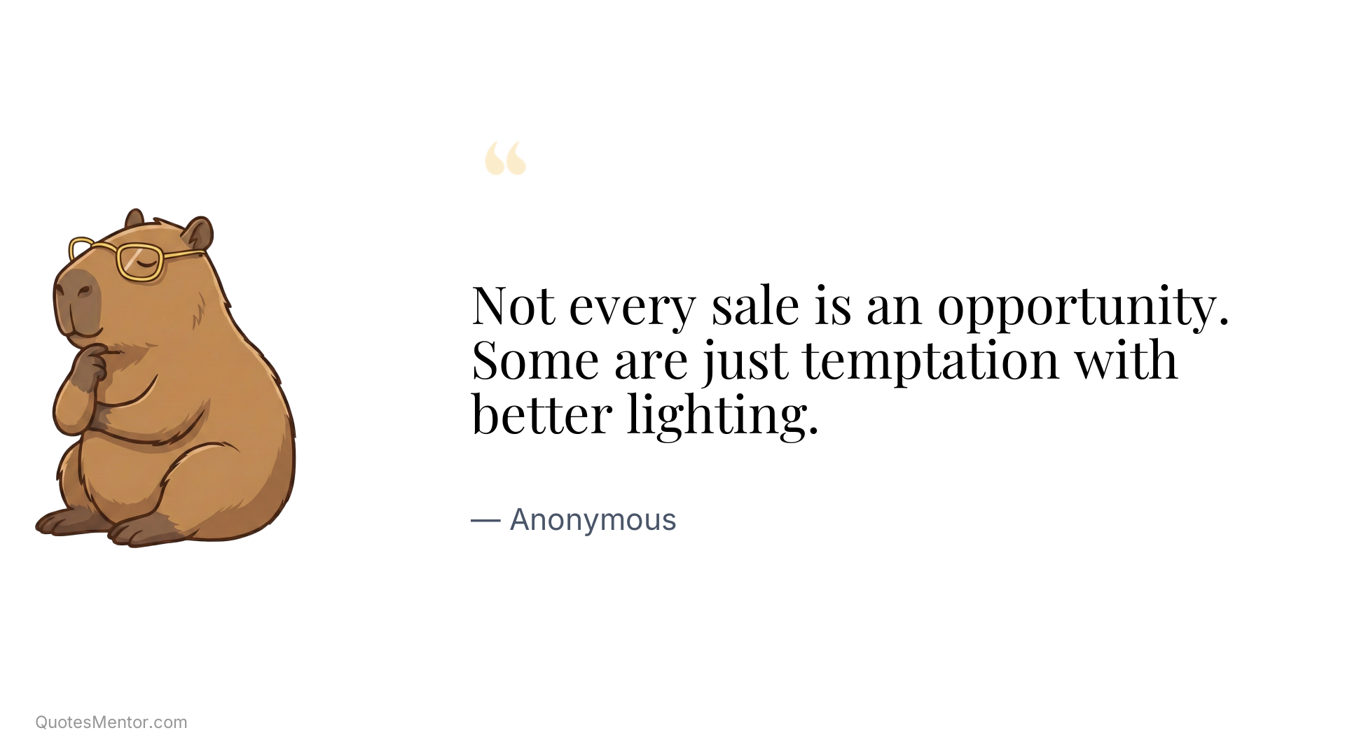 Not every sale is an opportunity. Some are just temptation with better lighting. - Anonymous