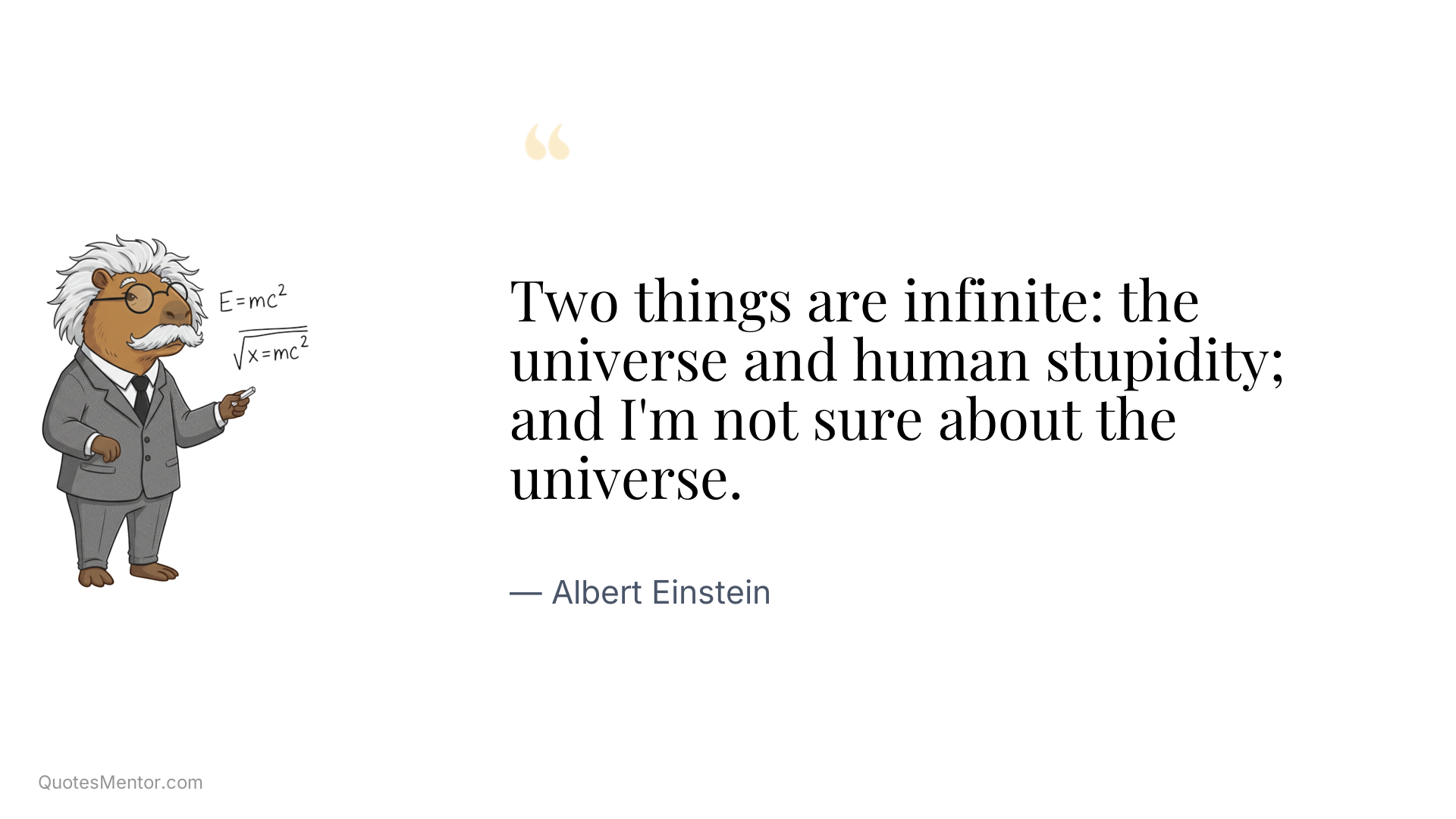 Two things are infinite: the universe and human stupidity; and I'm not sure about the universe. - Albert Einstein