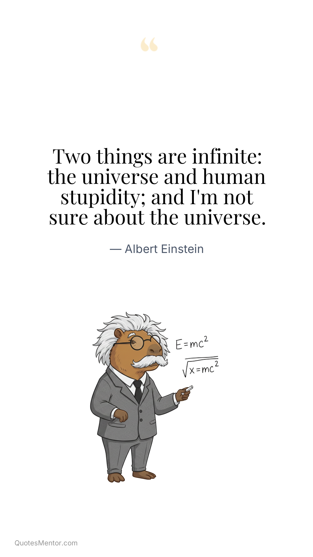 Two things are infinite: the universe and human stupidity; and I'm not sure about the universe. - Albert Einstein