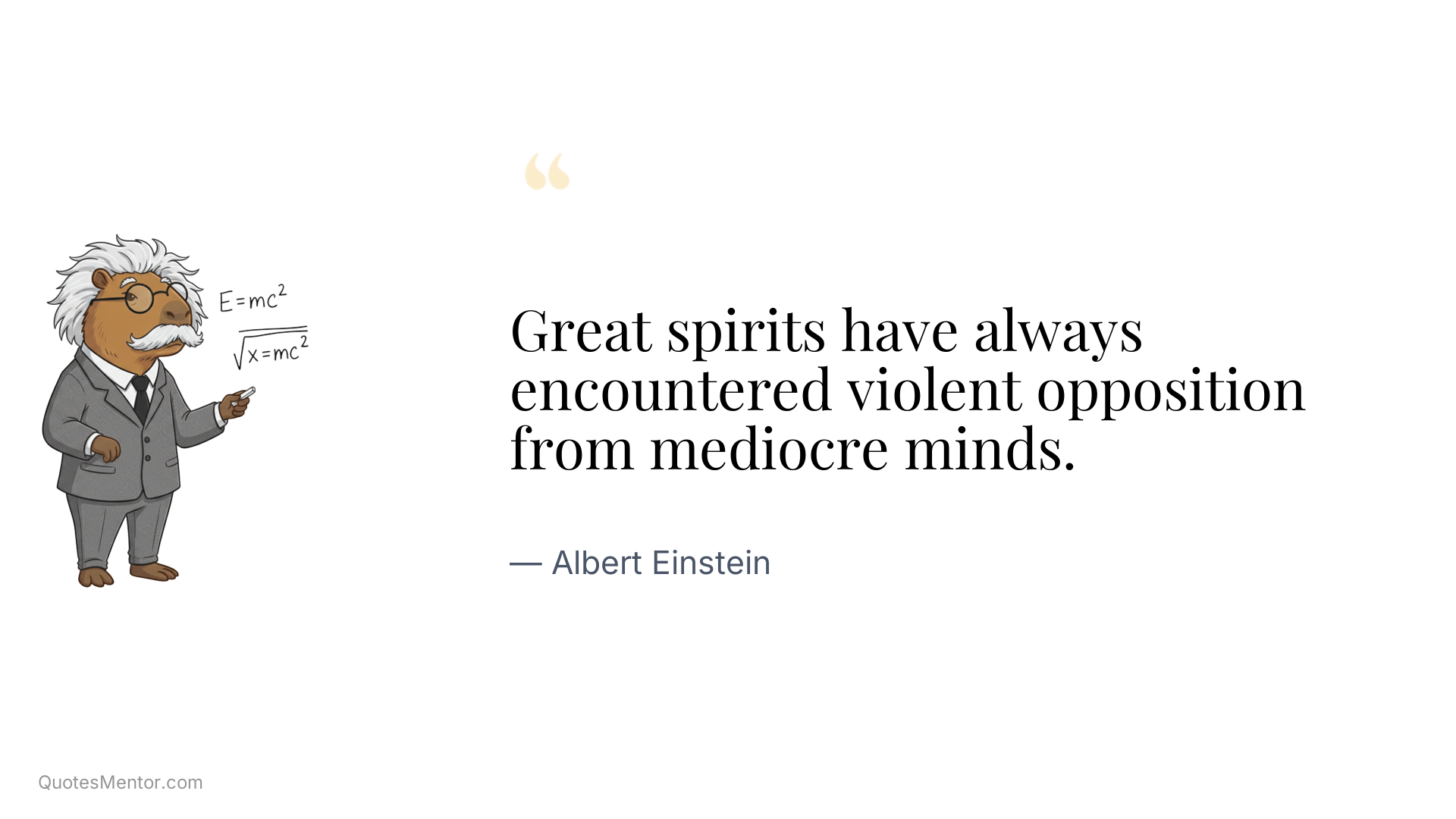 Great spirits have always encountered violent opposition from mediocre minds. - Albert Einstein