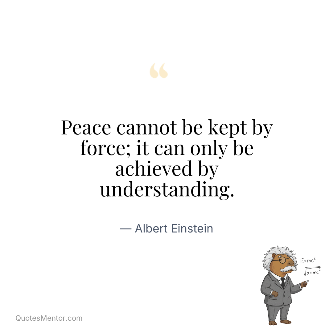 Peace cannot be kept by force; it can only be achieved by understanding. - Albert Einstein