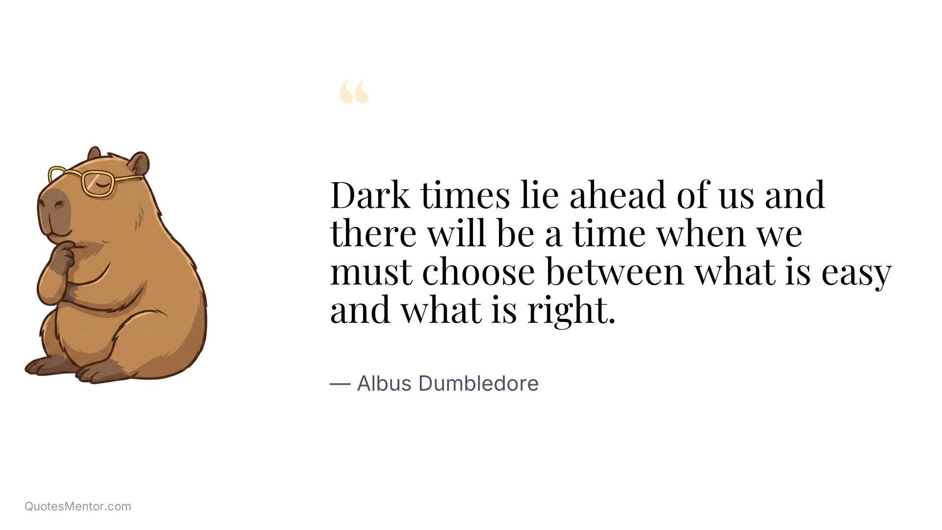 Dark times lie ahead of us and there will be a time when we must choose between what is easy and what is right. - Albus Dumbledore