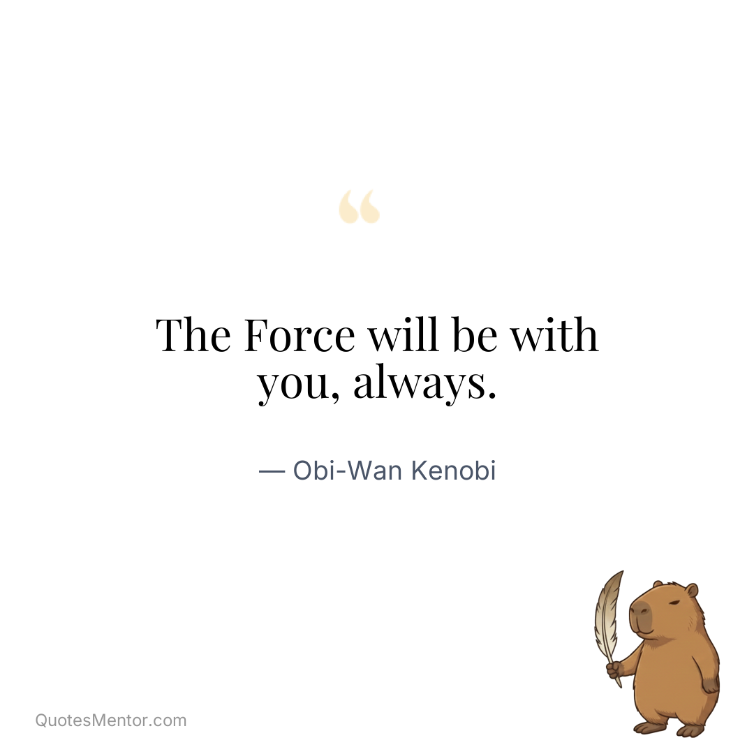 The Force will be with you, always. - Obi-Wan Kenobi
