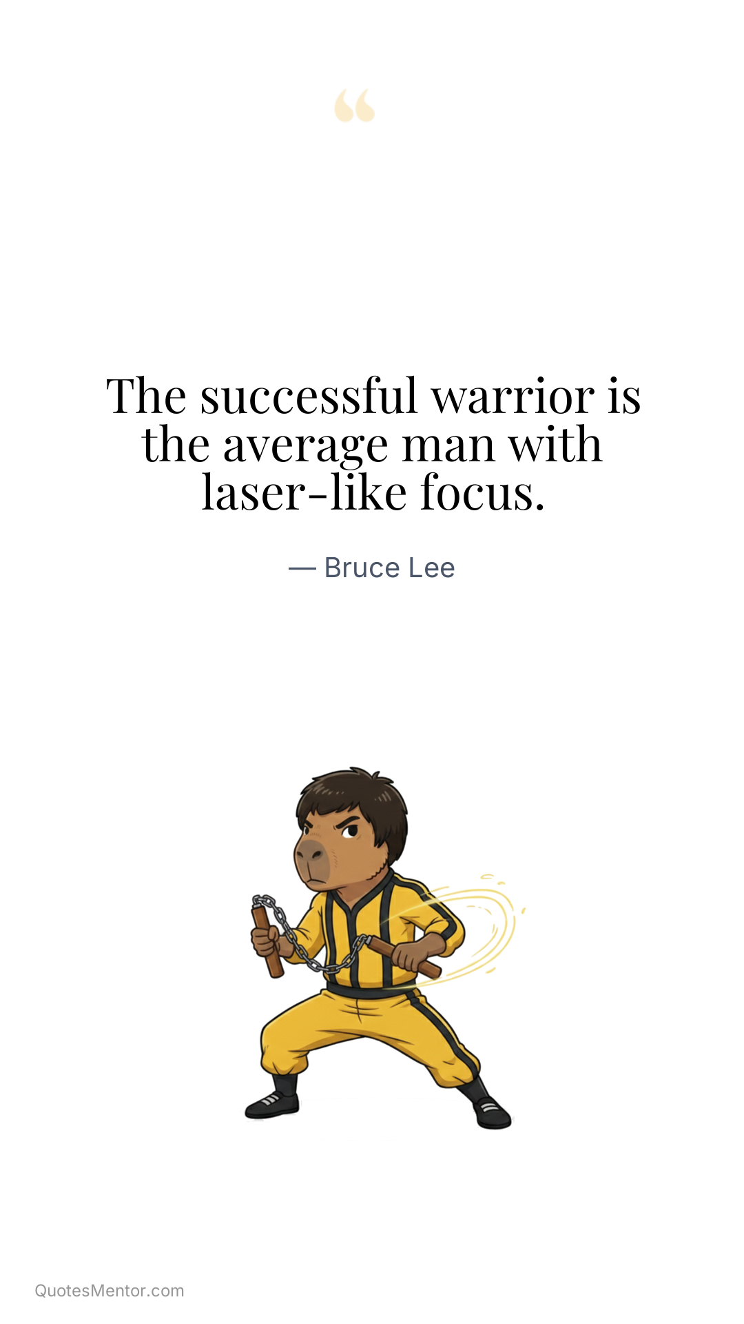 The successful warrior is the average man with laser-like focus. - Bruce Lee