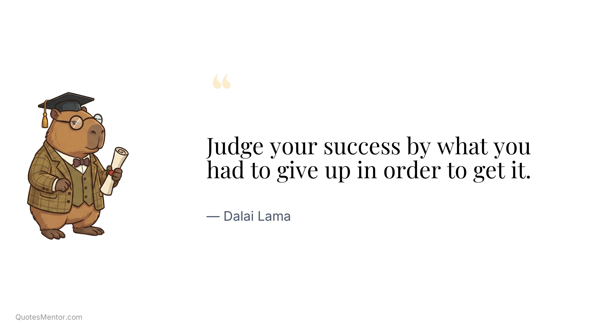 Judge your success by what you had to give up in order to get it. - Dalai Lama