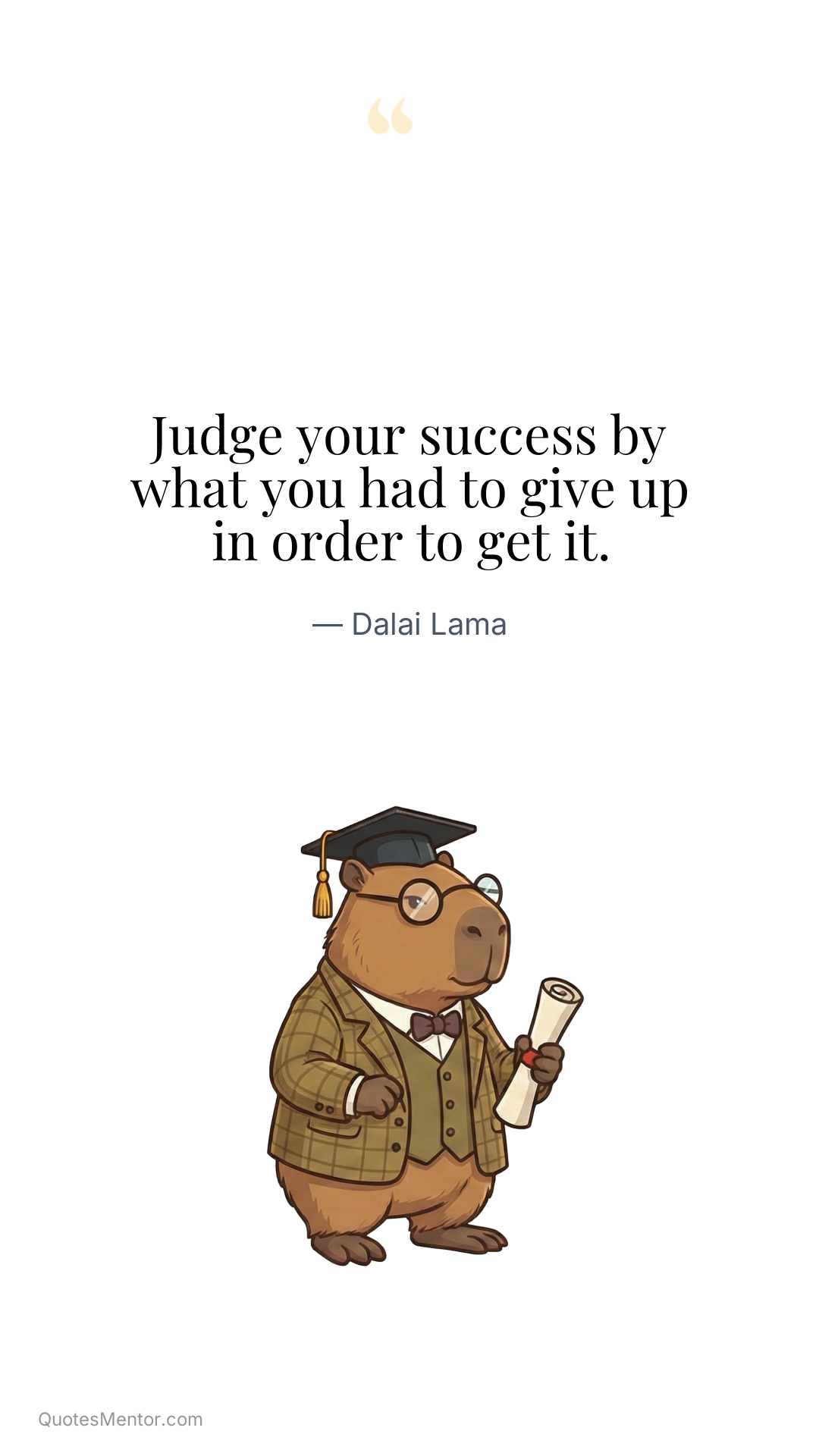 Judge your success by what you had to give up in order to get it. - Dalai Lama