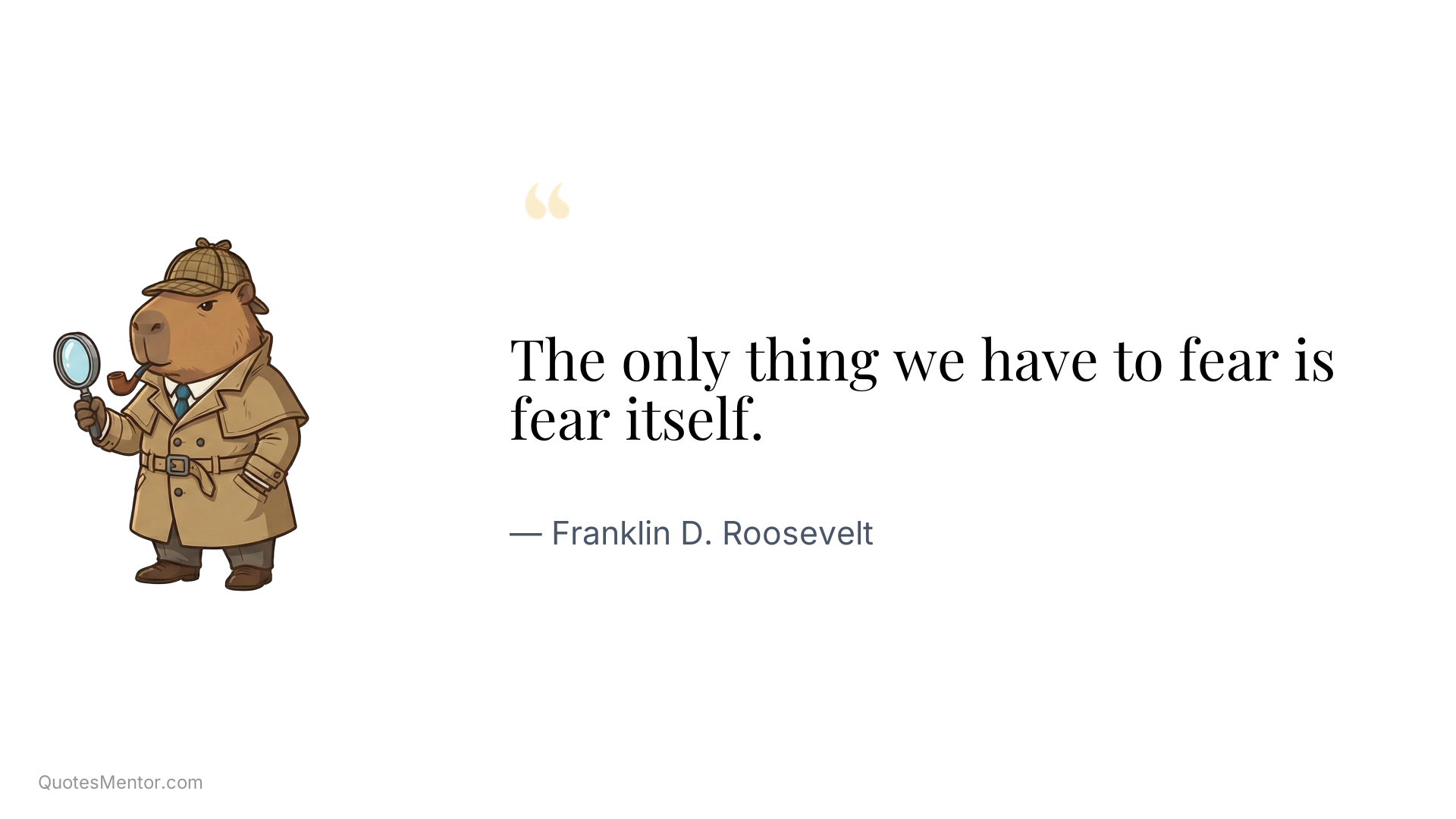 The only thing we have to fear is fear itself. - Franklin D. Roosevelt