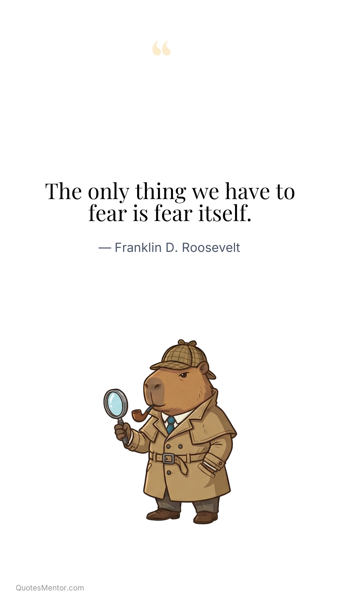 The only thing we have to fear is fear itself. - Franklin D. Roosevelt