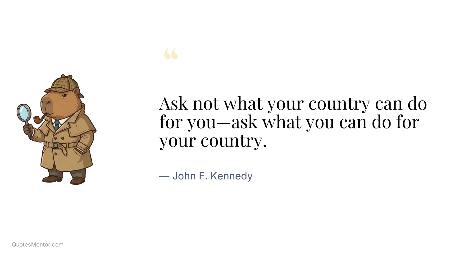 Ask not what your country can do for you—ask what you can do for your country. - John F. Kennedy