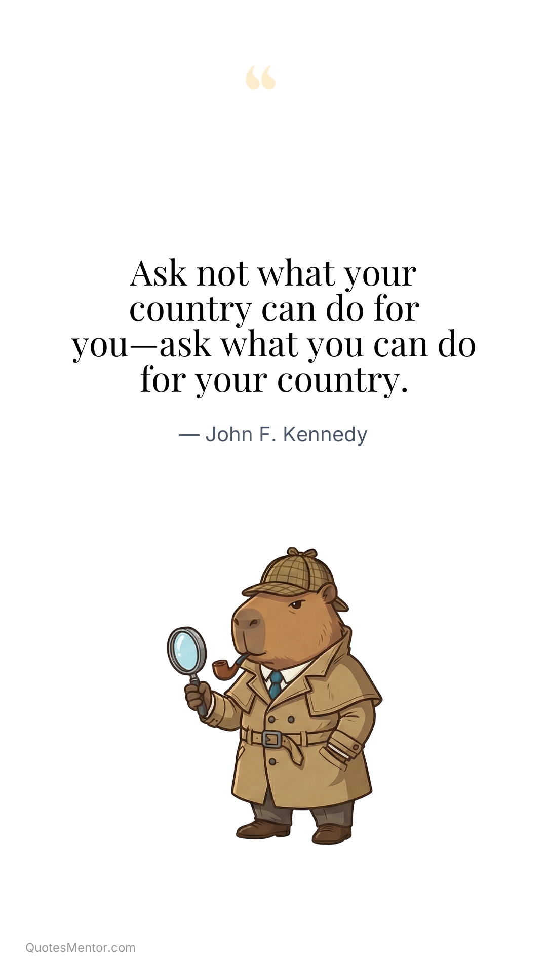 Ask not what your country can do for you—ask what you can do for your country. - John F. Kennedy