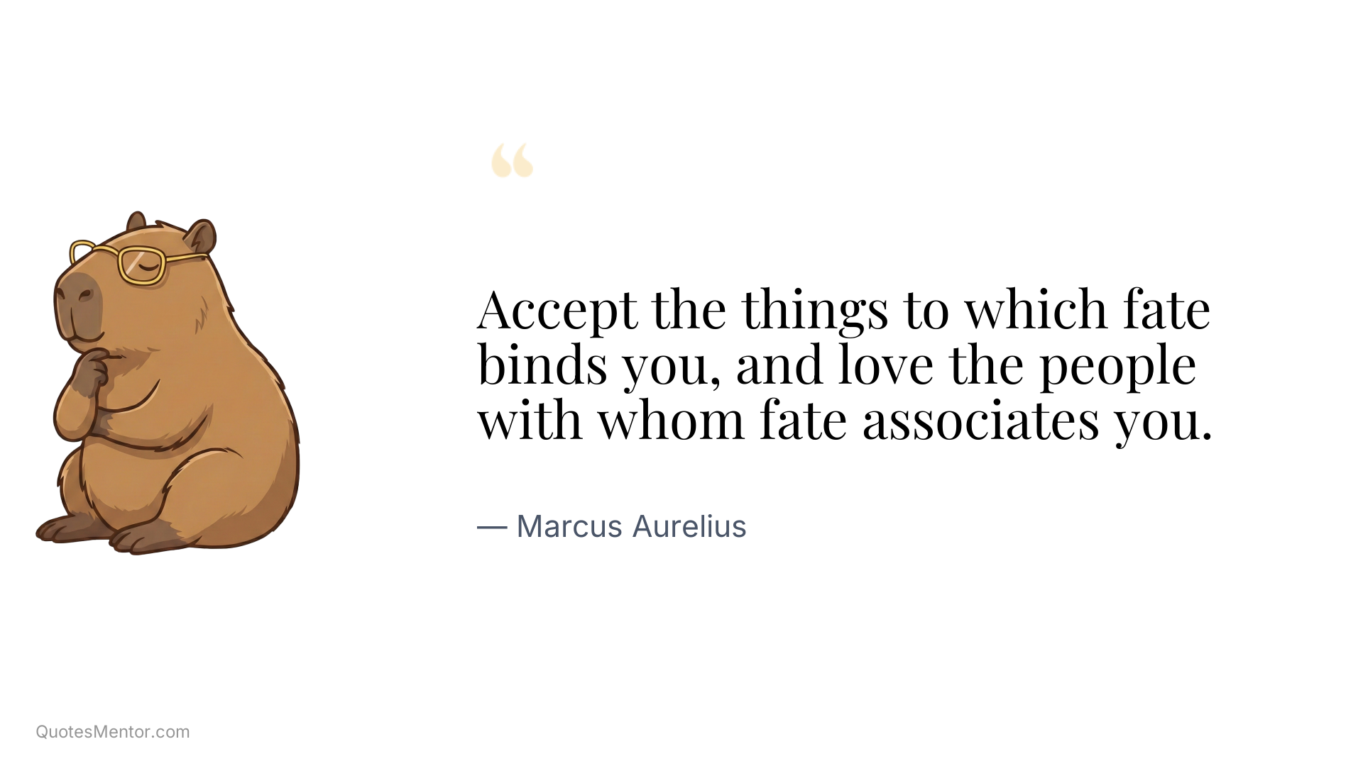 Accept the things to which fate binds you, and love the people with whom fate associates you. - Marcus Aurelius