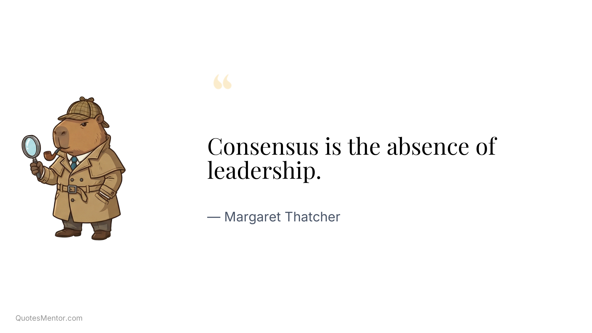 Consensus is the absence of leadership. - Margaret Thatcher
