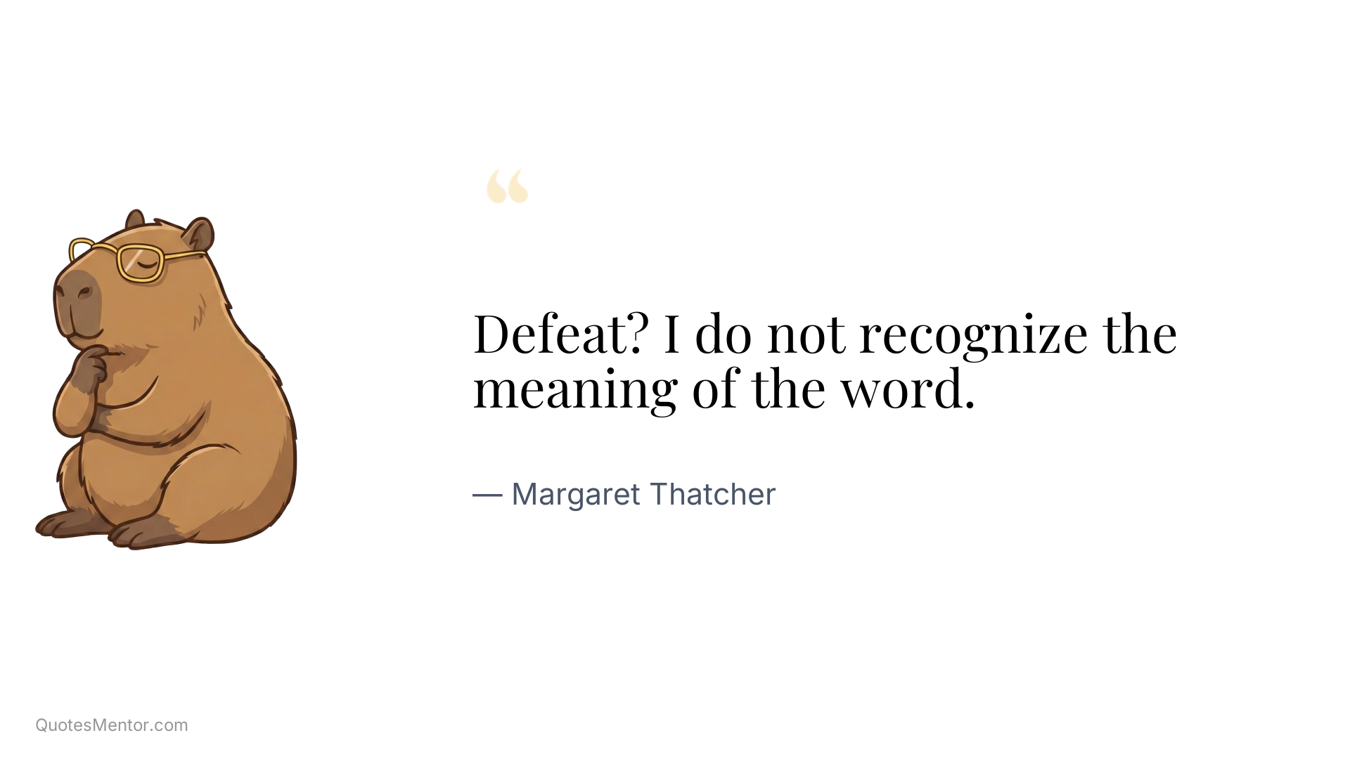 Defeat? I do not recognize the meaning of the word. - Margaret Thatcher