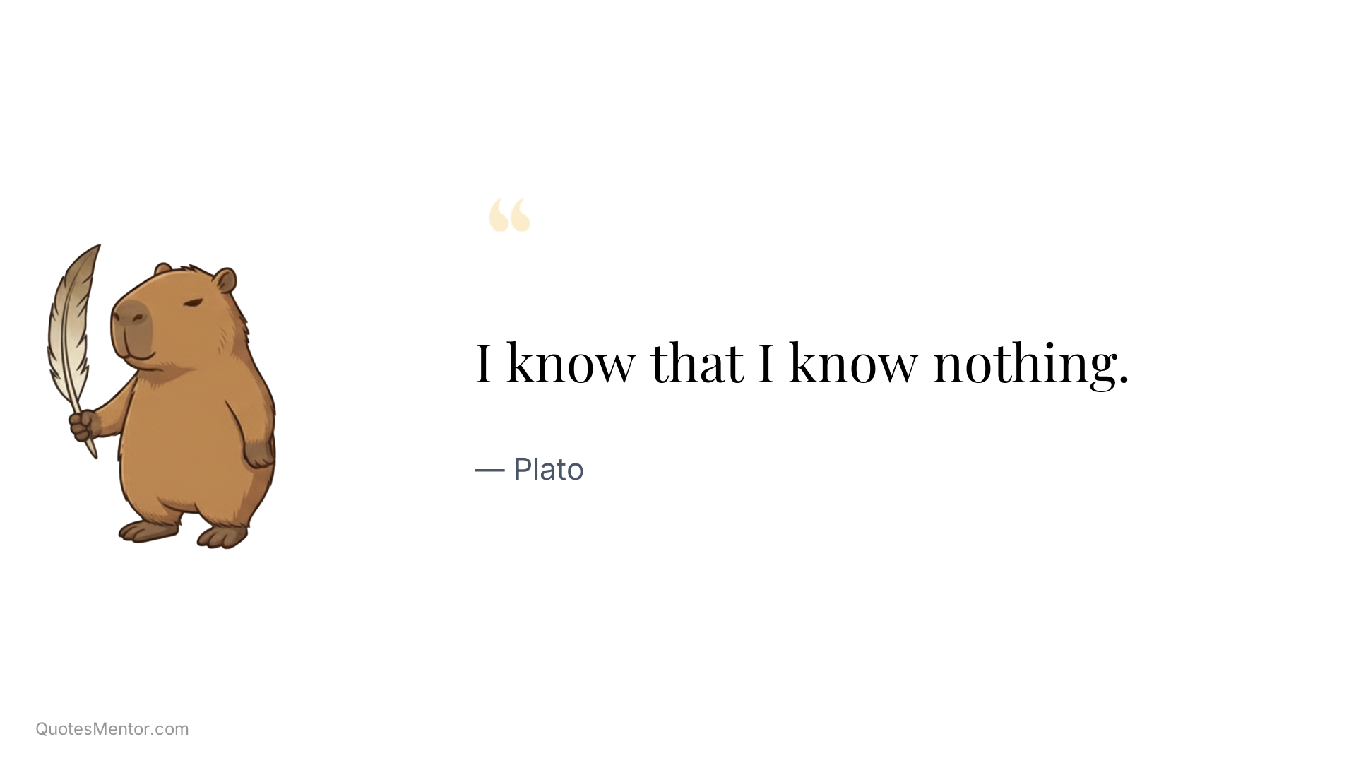 I know that I know nothing. - Plato