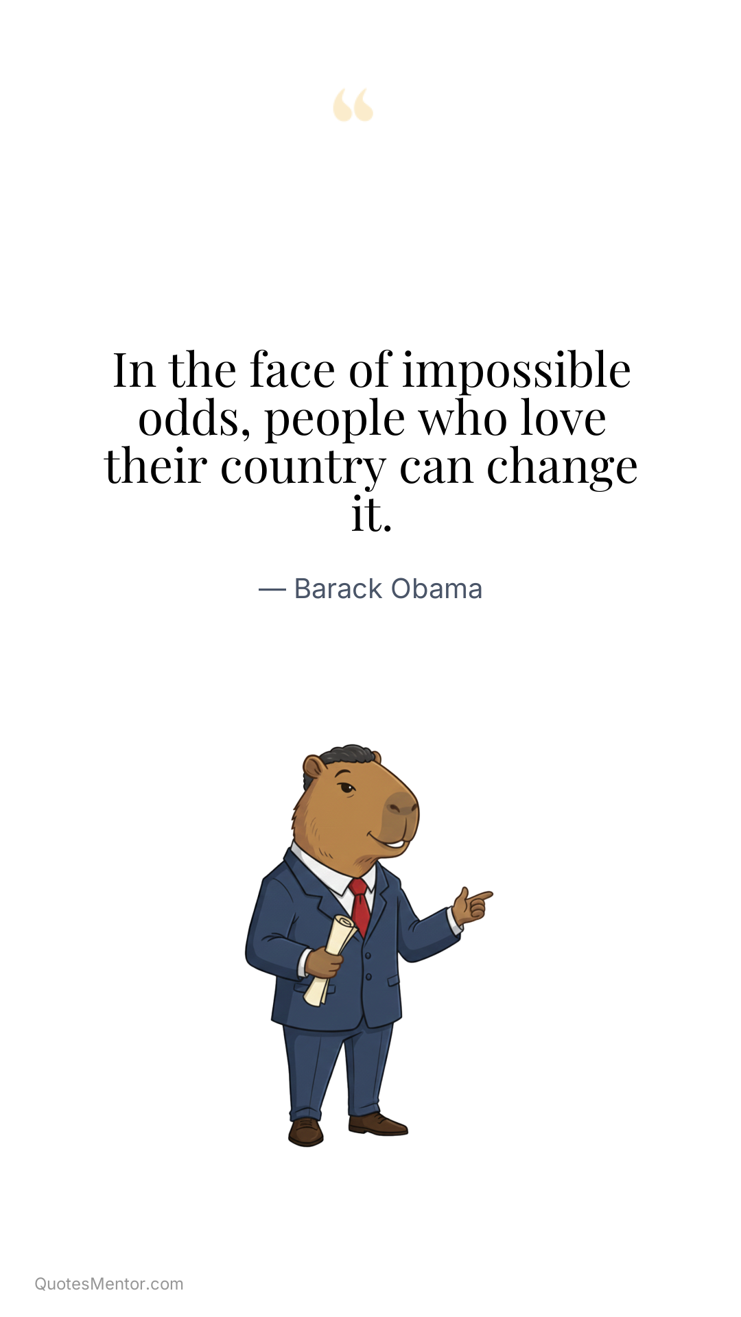 In the face of impossible odds, people who love their country can change it. - Barack Obama