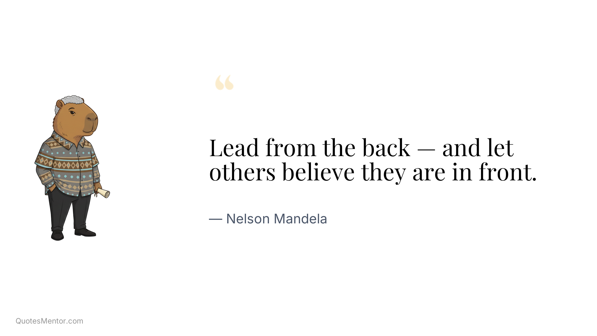 Lead from the back — and let others believe they are in front. - Nelson Mandela