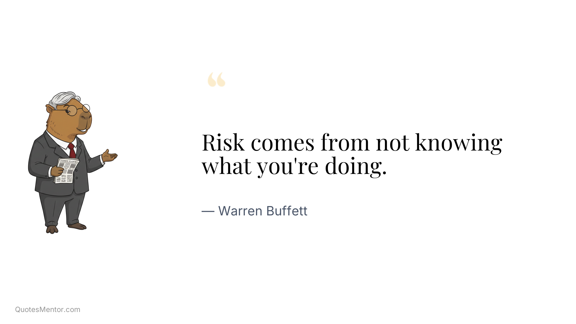 Risk comes from not knowing what you're doing. - Warren Buffett