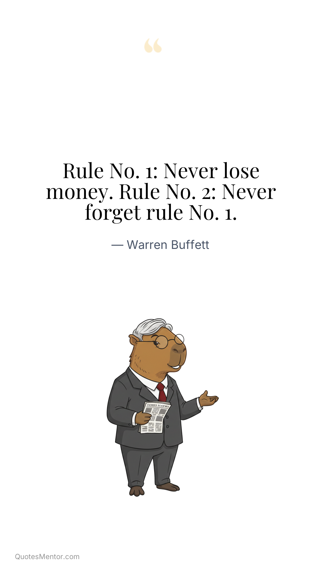 Rule No. 1: Never lose money. Rule No. 2: Never forget rule No. 1. - Warren Buffett