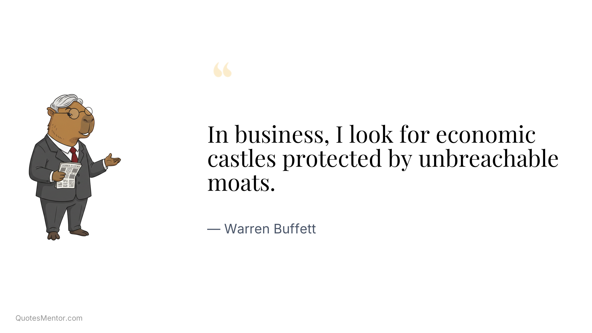 In business, I look for economic castles protected by unbreachable moats. - Warren Buffett