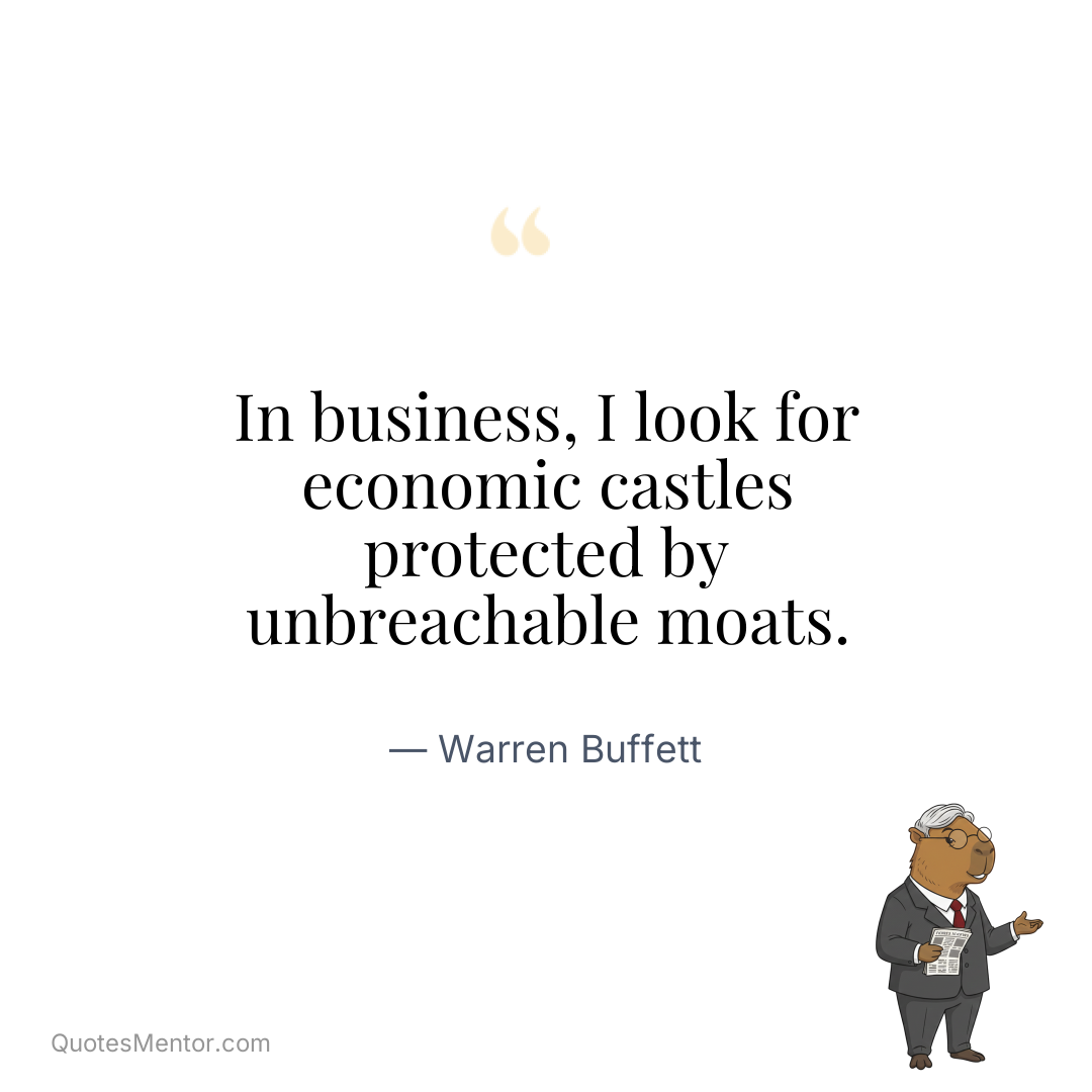 In business, I look for economic castles protected by unbreachable moats. - Warren Buffett