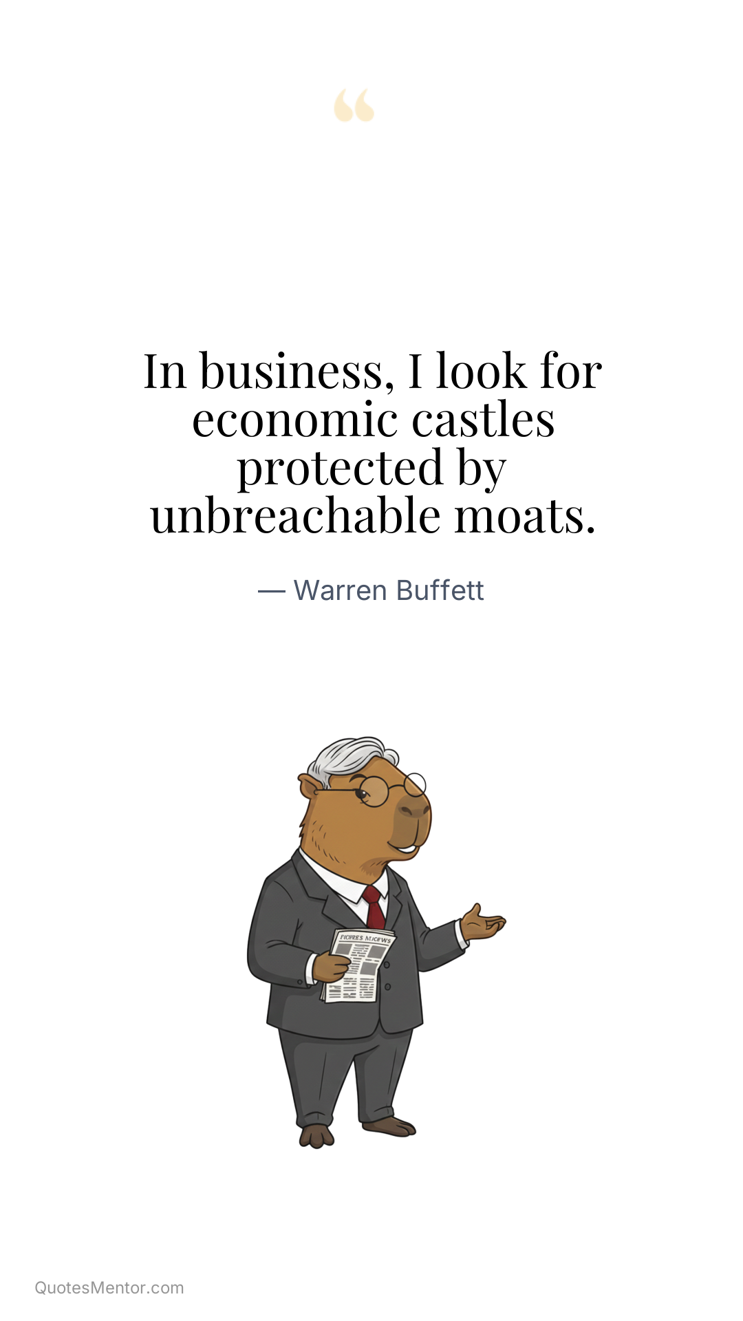 In business, I look for economic castles protected by unbreachable moats. - Warren Buffett
