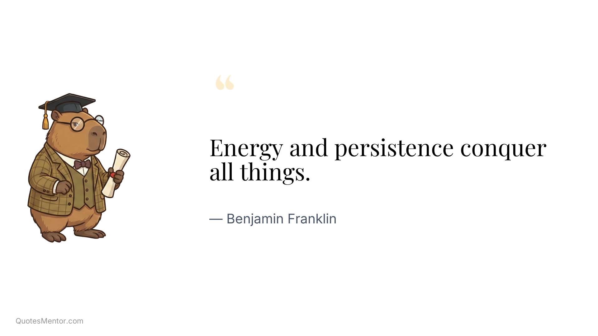 Energy and persistence conquer all things. - Benjamin Franklin