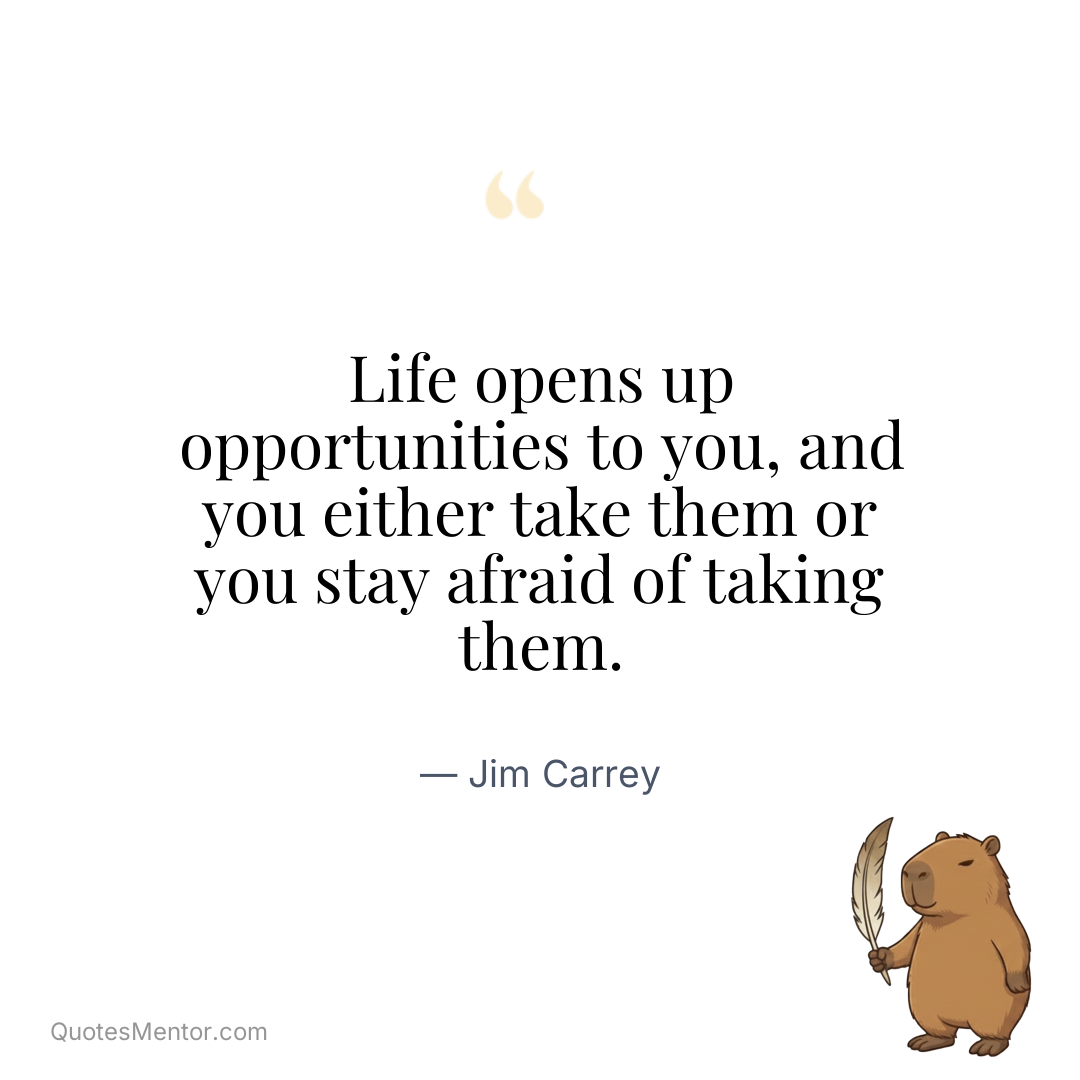 Life opens up opportunities to you, and you either take them or you stay afraid of taking them. - Jim Carrey