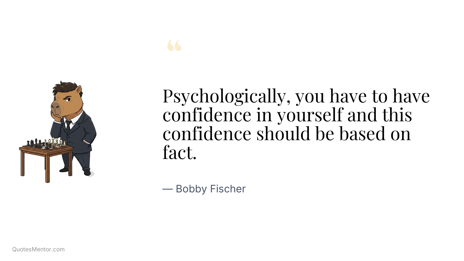 Psychologically, you have to have confidence in yourself and this confidence should be based on fact. - Bobby Fischer