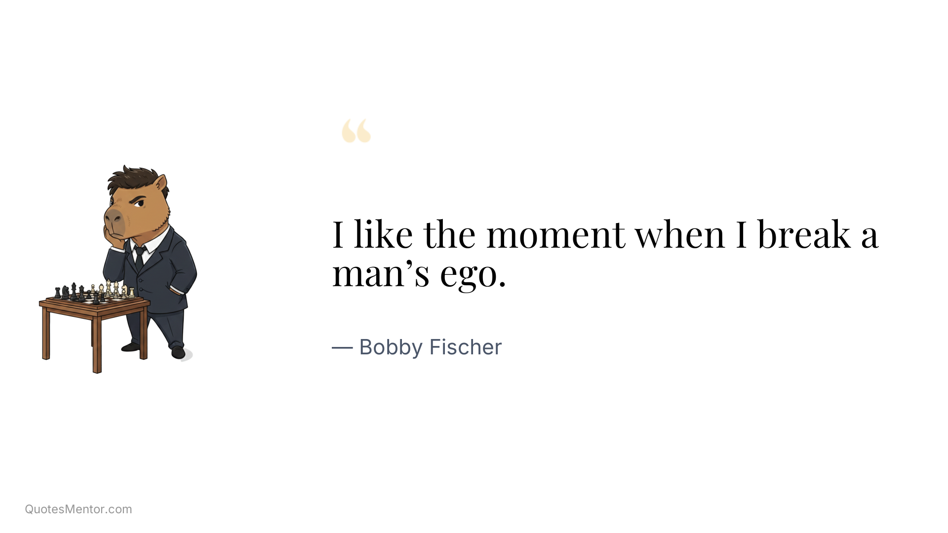 I like the moment when I break a man’s ego. - Bobby Fischer
