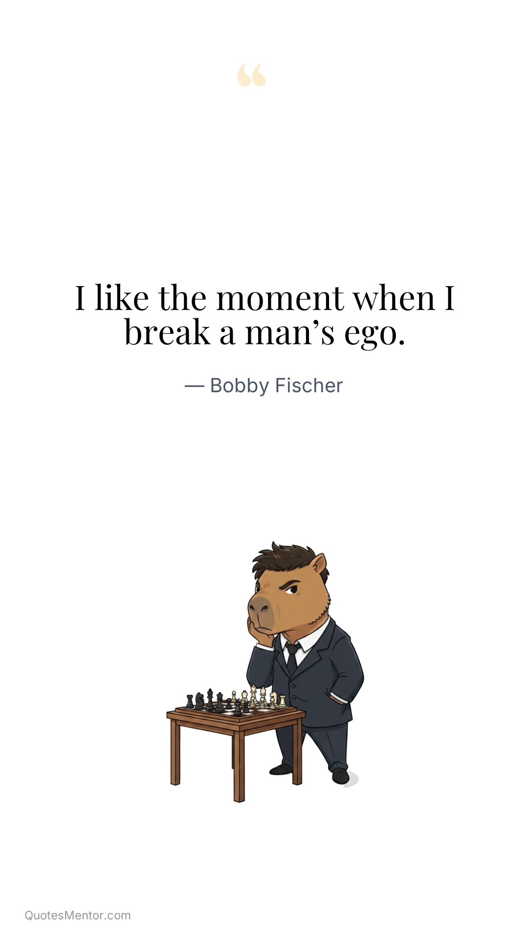 I like the moment when I break a man’s ego. - Bobby Fischer