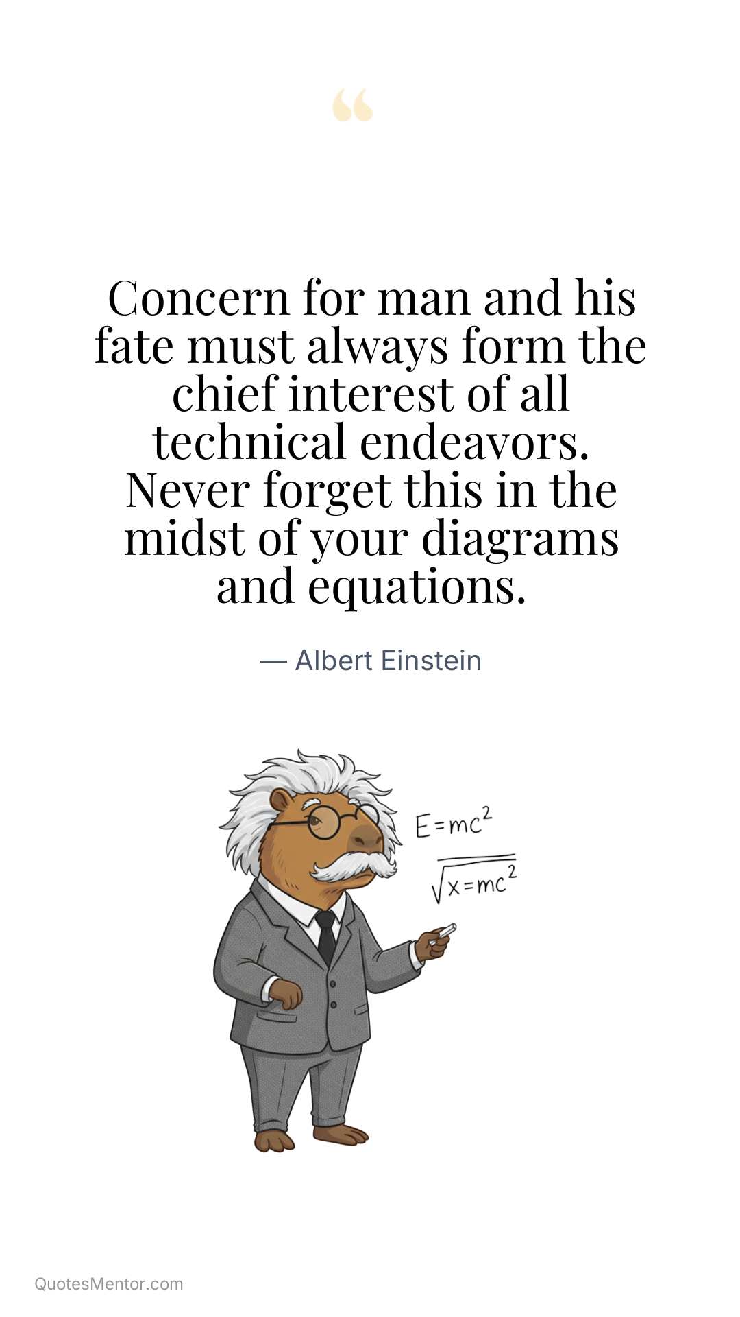 Concern for man and his fate must always form the chief interest of all technical endeavors. Never forget this in the midst of your diagrams and equations. - Albert Einstein