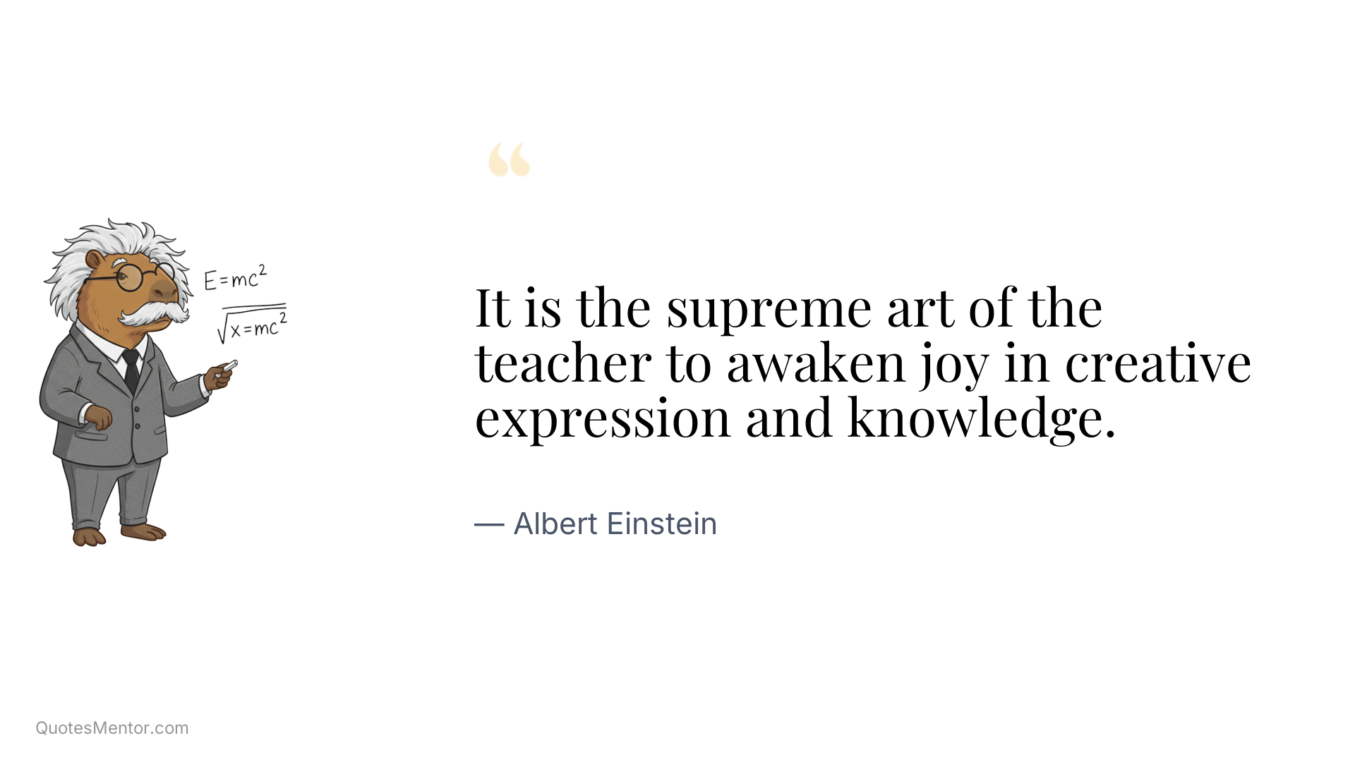 It is the supreme art of the teacher to awaken joy in creative expression and knowledge. - Albert Einstein