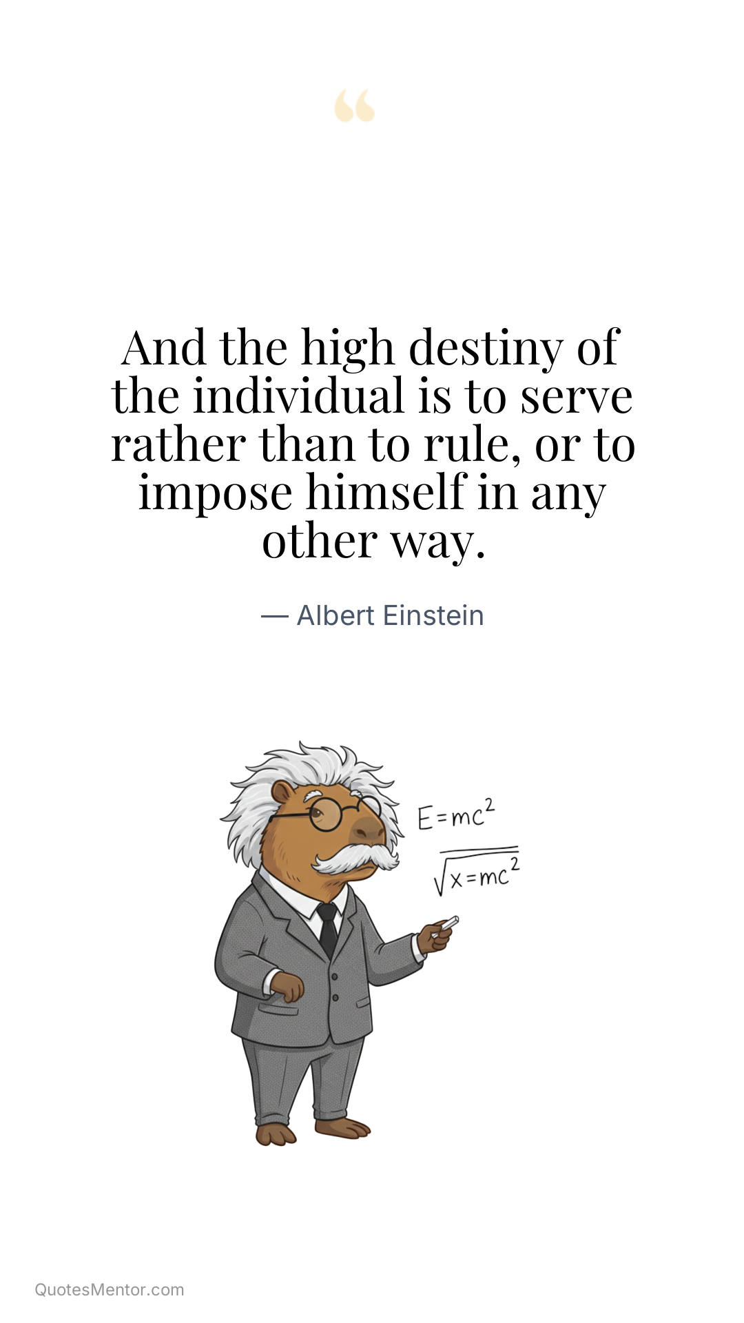 And the high destiny of the individual is to serve rather than to rule, or to impose himself in any other way. - Albert Einstein
