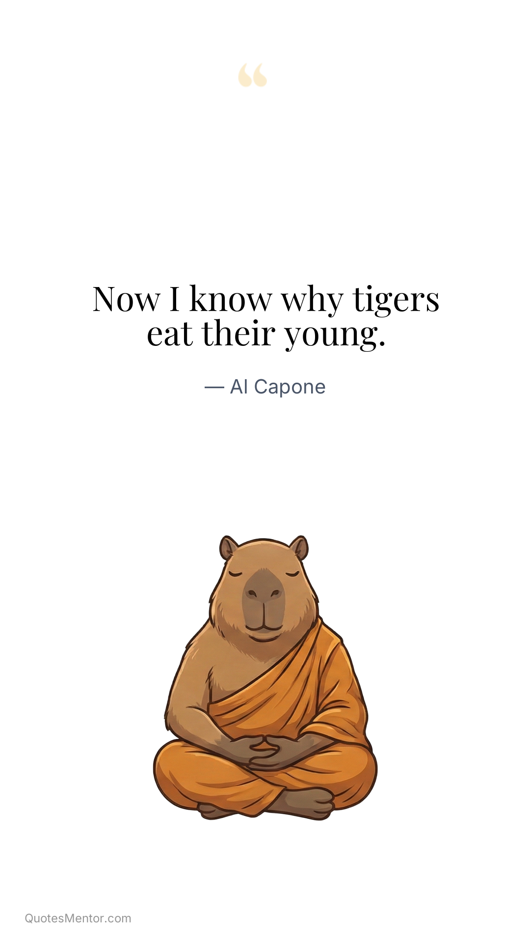 Now I know why tigers eat their young. - Al Capone