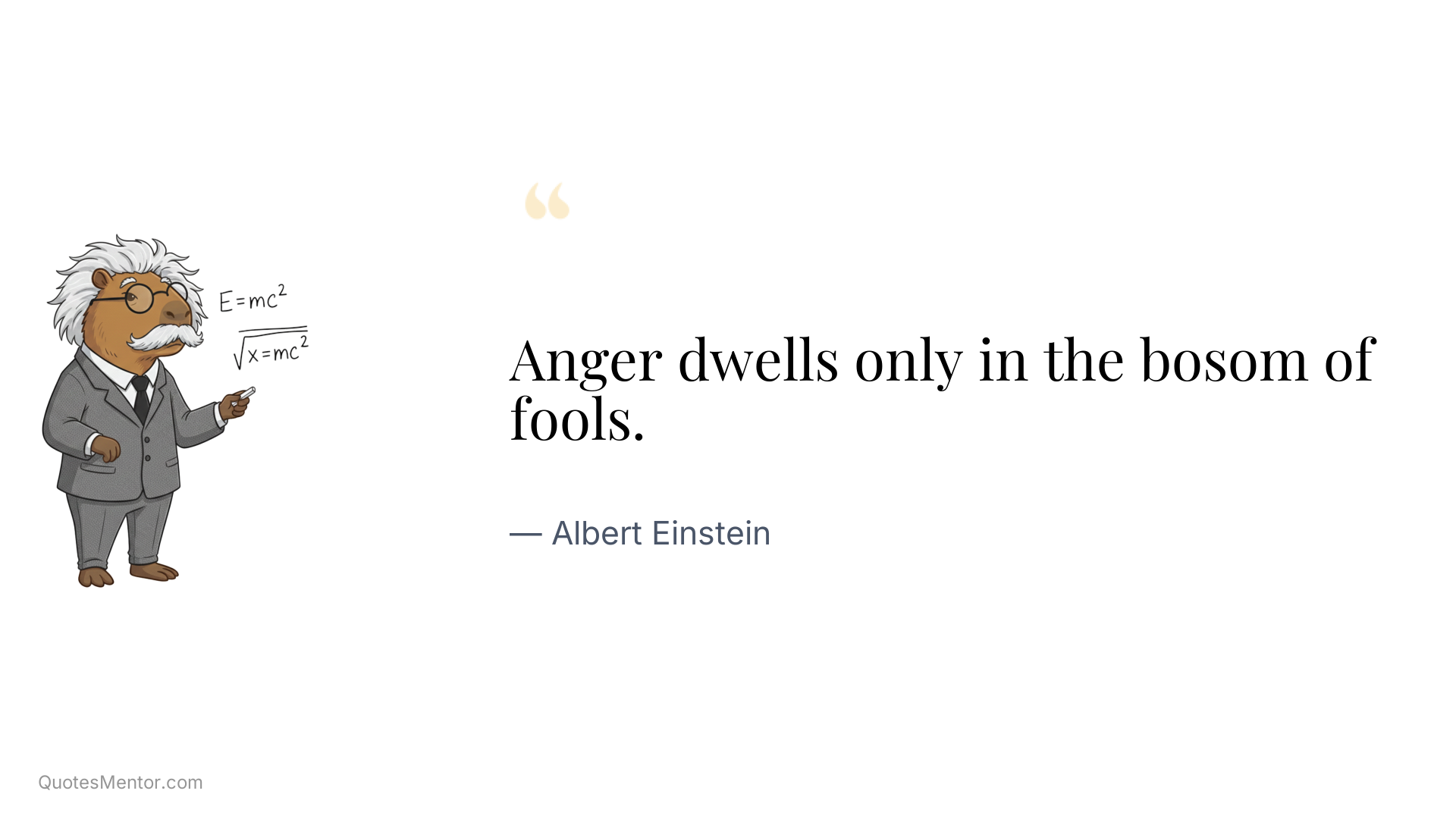 Anger dwells only in the bosom of fools. - Albert Einstein